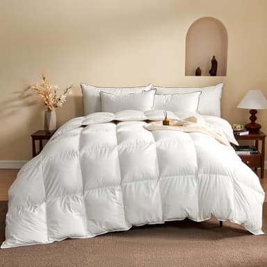 KUSNUG Couette pour Hotel de Luxe 50% Duvet 240 × 260 cm, Mélange Coton Toutes Saisons avec Duvet et Plumes, Extra Douce, Respirante Température Moyenne