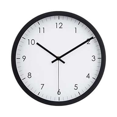 Amazon Basics Horloge Murale Ronde, 30.5 cm, Facile à Lire, Silencieuse, Fonctionnement à Piles, Noire