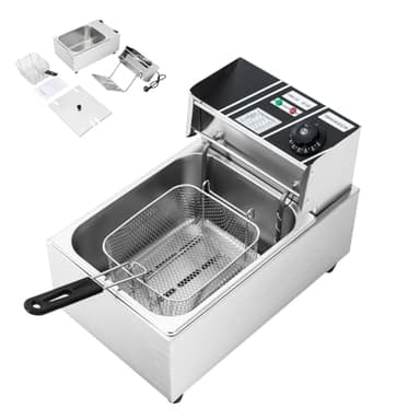 6L 2500W Friteuse électrique Acier inoxydable Cuisine professionnelle Zone froide Friteuse Résistance immergée, Contrôle de la température, Démontable, Surveillance facile, facile à nettoyer.