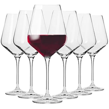 Krosno Verres à vin rouge | Lot de 6 | 490 ML | Collection Avant-Garde | Verre en cristal sans plomb | Pour la maison, restaurants & fêtes | Passe au lave-vaisselle