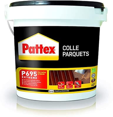 Pattex Colle tous Parquets, Pattex P695 , colle polymère pour parquets massifs et contrecollés, Séchage Rapide, Seau de 7 Kg
