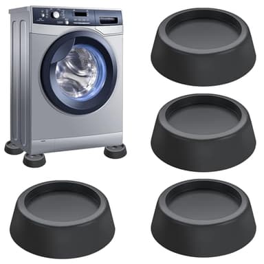 Diompirux 4 Pièces Noir Tapis Anti-vibration pour Machine à Laver, Antibruit Pied Machine a Laver avec Patin Caoutchouc, pour Machines à Laver, Sèche-Linge, Meubles, Patins Anti Vibration Lave Linge