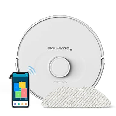 Rowenta Aspirateur Robot Laveur, Nettoyage 4-en-1, Fonction lavage électronique et optimisée, Navigation laser ultraprécise, Réglages personnalisés, X-Plorer Serie 75 S, Blanc RR8567WH