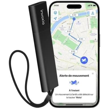 Invoxia Tracker GPS Pro - Localisation en Temps Réel - 1 an d'abonnement Inclus - pour Voitures, Motos, Enfants - Alertes de Mouvement et d’Inclinaison - Réseau 4G LTE-M - Jusqu’à 3 Mois d’autonomie