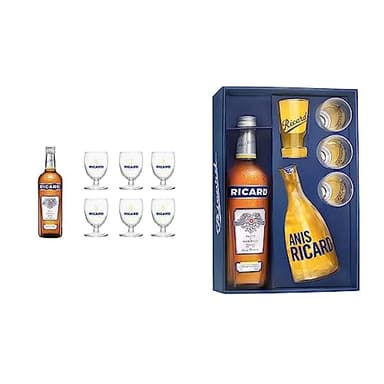 Pack RICARD Pastis de Marseille + 6 verres Apéritif anisé - 45%, 70cl & Coffret RICARD Pastis de Marseille Années 50 Apéritif anisé - 45%, 70cl
