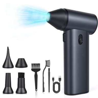 Glovios Souffleur Air Comprimé sans Fil 130000 TR/Min Mini Souffleur PC Batterie Soufflette Electrique Puissante pour PC, Clavier, Voiture