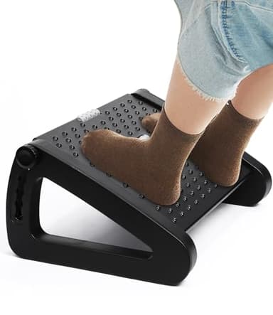 Repose Pied Bureau,Repose-pieds ergonomique avec fonction massage,angle réglable et 6 Hauteurs Réglables,Repose-pieds antidérapant pour maison,Effet Massage Confortable,Support Faible Encombrement