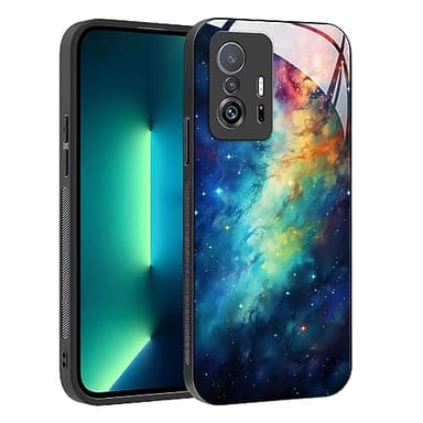 YUXING Coque pour Xiaomi 11T / Xiaomi 11T Pro - Motif Abstrait Artistique Géométrique Arrière Verre Étui, Antichoc Anti-Rayures Antidérapant Housse (Starry Sky)