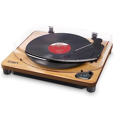 Ion Audio Air LP - Platine Vinyle Bluetooth à Trois Vitesses (33, 45 Et 78 Tours) avec Conversion USB - Finition Bois