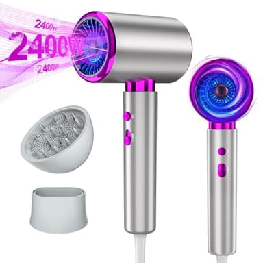 DMTIVMG Seche Cheveux 2400W Sèche Cheveux Ionique Professionnel Séchage Rapide Chaud Froid Hair Dryer 2 Vitesses 3 Températures Diffuseur Boucle Concentrateur pour Maison Voyage Salons de Coiffure