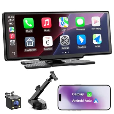 Avylet 8,1'' A-pple Carplay Voiture pour avec Caméra de Recul, Écran Tactile Portable, Navigation GPS, Contrôle Vocal Google/Siri, Android Auto, Bluetooth, AUX/FM, Mirror Link, OTA, 21.3*2.5*8.7cm