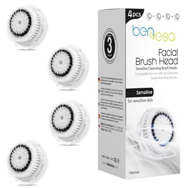 benvesa Sensitive Lot de 4 têtes de brosse de rechange compatibles avec Clarisonic Mia 1, Mia 2, Mia Fit, Alpha Fit, Smart Profile Uplift