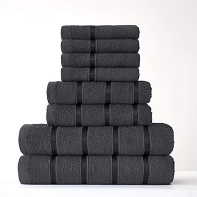 FAIRWAYUK Lot de 8 Serviettes pour Salle de Bain Ultra Douces, 100% Coton Egyptien, Noir