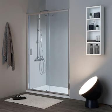 Kiamami Valentina Porte de Douche Niche 140cm 6mm Verre trempé Transparent | New Giada