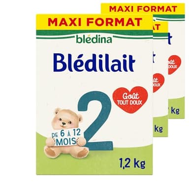 Blédina Blédilait 2, Lait en Poudre pour Bébé, De 6 Mois à 12 Mois, 1,2kg (Boîtex3)