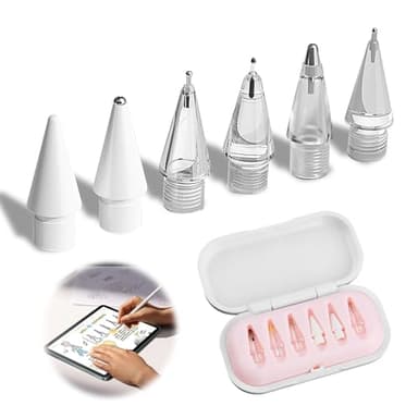 iwui 6PCS Pointes de Rechange pour Apple Pencil 1ère et 2ème Génération, Accessoires de Pointes de Stylet Améliorées avec Boîte de Transport, Stylet Nib pour Apple Pencil Pro (6 en 1, Rose)