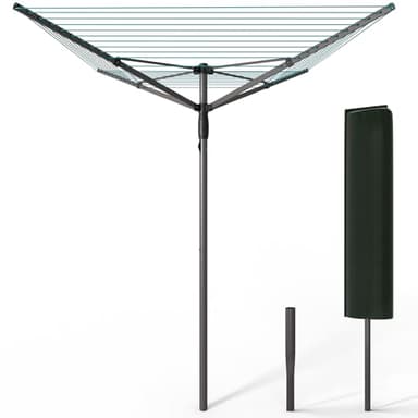 vounot® Etendoir à Linge Extérieur Rotatif 4 Bras Séchoir Parapluie Grande Surface D'Étendage 45M Séchoir à Linge avec Housse de Protection Piquet de Sol Gris Bleu