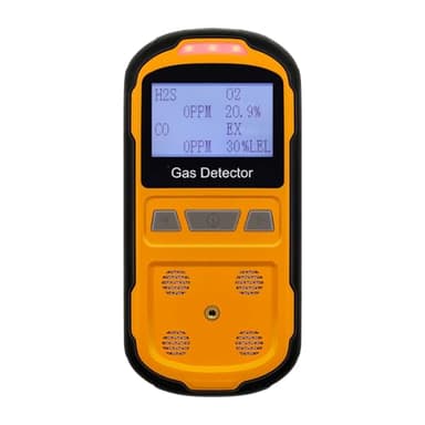 Scondaor Détecteur de Fuite de gaz pour H2S CO O2 et LEL, détecteur de gaz Portable avec alarmes audibles, visuelles et vibrantes, Moniteur de gaz Portable 4 en 1, écran LCD numérique (Orange)