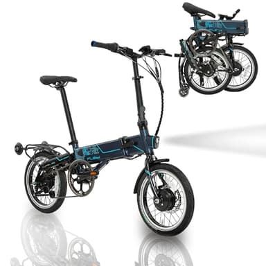 Flebi Vélo Électrique Pliable 16" Supra 4.0+ avec Autonomie 100 km et Batterie Amovible 14Ah/504Wh + 7 Vitesses - E-Bike Urbain Unisexe Compact et Léger Femme/Homme - Navy