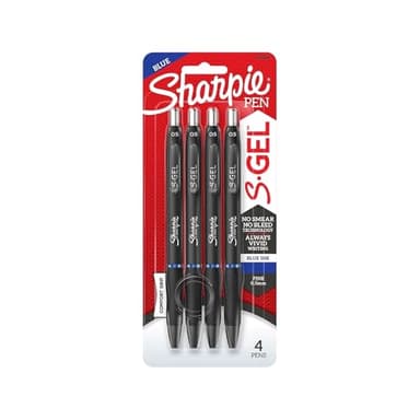 SHARPIE S-Gel 2116200 Lot de 4 stylos à encre gel rétractable, pointe fine, encre bleue