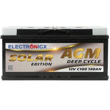 Batterie Solaire AGM 12V 140Ah Décharge Profonde sans Entretien pour Camping-Car, Voiture, Bateau, Jardin et Systèmes Solaires Autonomes Batterie Énergie Electronicx Solar Edition