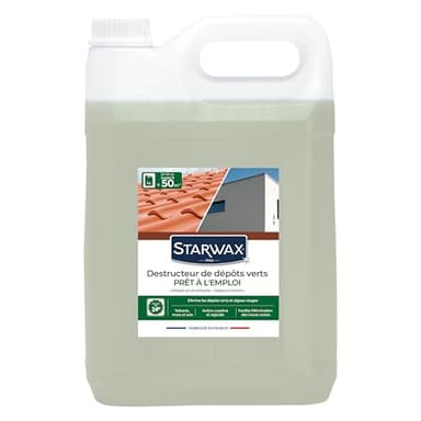 Starwax Destructeur De Dépôts Verts Prêt À L'Emploi - 5L Élimine En Profondeur Les Lichens Et Algues , Vert