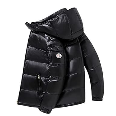 YHWW Doudoune,Nouvelle Doudoune Brillante pour Hommes épaissie Section Courte Veste en Duvet Respirante à Capuche et résistante au Froid pour Hommes,2008 Noir,M