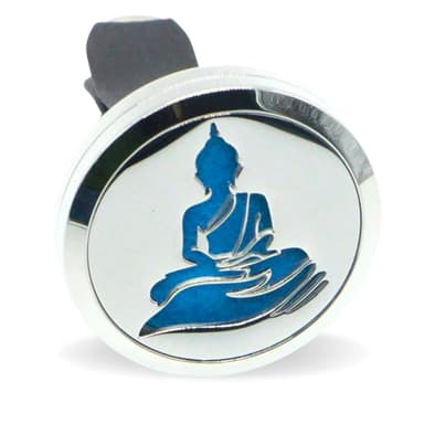 Zen’Arôme Diffuseur d’Huile Essentielle pour Voiture Clip’Arôme Bouddha - Diffuseur et 5 Buvards à Parfumer avec Huile Essentielle ou Parfum - Acier Inoxydable - Fixation sur Grille de Ventilation