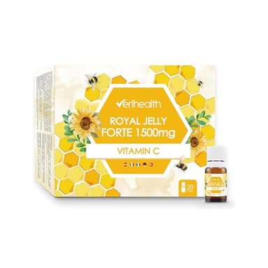 Verihealth - Royal Jelly Forte 1500 mg - Gelée Royale Lyophilisée avec Vitamine C - Améliore le Système Immunitaire - 20 ampoules