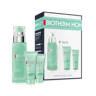 Biotherm Homme, Aquapower, Coffret Routine Hydratation, Advanced Gel 75 ml & 20 ml + Nettoyant Visage 40 ml, Gel Ultra-Hydratant et Fortifiant Visage Homme, Peau Normale à Mixte, Texture Non Collante