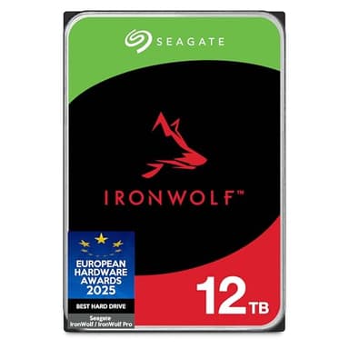 Seagate IronWolf 12To, Disque dur interne NAS HDD, CMR 3.5 Pouces, SATA 6Goit/s 7 200 tr/min, 256 Mo de mémoire cache, pour NAS RAID, Ouverture Facile, Services Rescue (ST12000VNZ008)