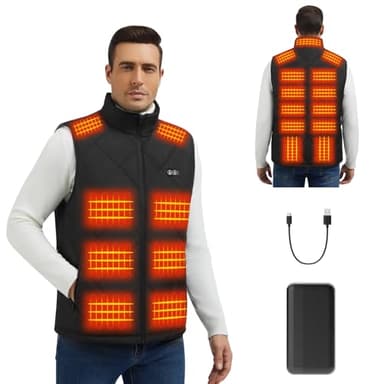 Buba Toys Gilet Chauffant Homme Femme avec Batterie 20000mAh, 21 Zones Chauffantes, 3 Niveaux de Température, Chauffage Rapide, Lavable USB, Gilet Chauffant Hiver Confortable (L)