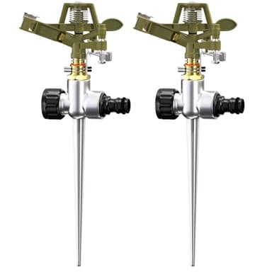 2X Arroseur Jardin Sprinkler Piquet de Terre Irrigation jusqu'à 24m 360° Embout pulvérisation irrigateur arroseur à impulsions Max. 450m²