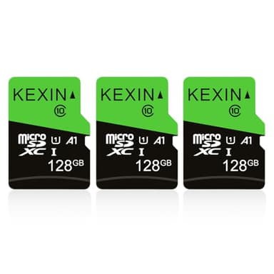 KEXIN Cartes Micro SD 128Go Lot de 3 Carte Micro SDHC 128 Go U1 UHS-I Classe 10 3 Pièces TF pour Drone, Dash Cam, Caméra de Sport, de Surveillance, Smartphone, Tablette, Ordinateur Portable