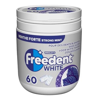 FREEDENT WHITE - Chewing-Gum Menthe Forte - Sans Sucres - Boîte de 60 dragées - 84g