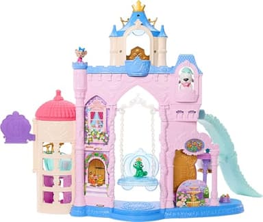 Disney Princess Coffret Le Palais des Animaux, avec 7 espaces de jeu, 3 animaux, mobilier et 17 accessoires, + de 60 cm de haut, inspiré des films de Disney, JBF96
