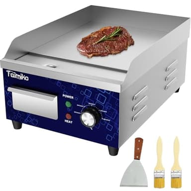 TAIMIKO Plancha Électrique Professionnelle Plaque de barbecue en Acier Inoxydable Plaque de Gril en Fonte lisse 50-300 ℃
