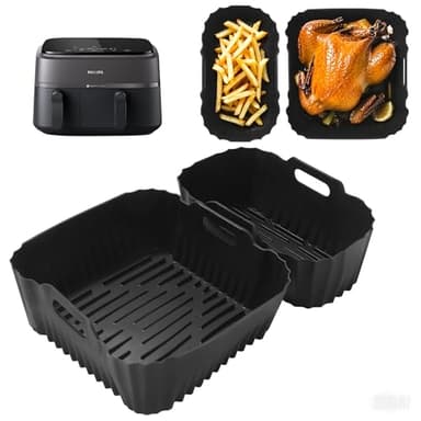 Moule Air Fryer pour Philips Dual Basket Airfryer 9 Litres, Accessoires Air Fryer pour Philips Airfryer Série 3000 NA350/00,Moule Air Fryer pour Philips Airfryer 6/3L facile à nettoyer et réutilisable