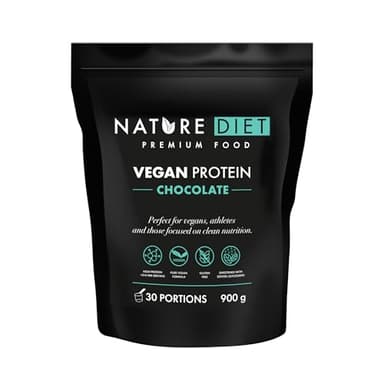 Nature Diet Protéine Végane Chocolat | 900 g | Riche en Protéines | 21 g de Protéines par Portion | 30 Portions | Mélange Pois & Chanvre | Formule Saine, Végétale & Sans Gluten
