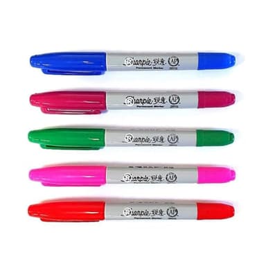 Sharpie Lot de 5 marqueurs permanents à double pointe fine et ultra fine, couleurs assorties – Emballage uni
