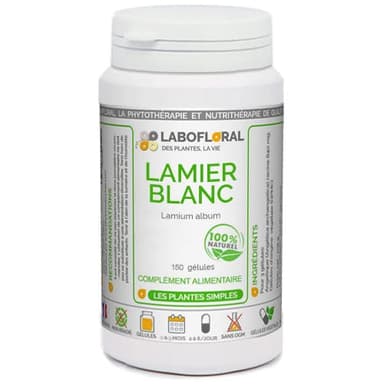 Lamier blanc Labofloral 150 gélules dosées à 210 mg - Complément alimentaire - Elimination, dépuratif naturel, digestion - Fabriqué en france