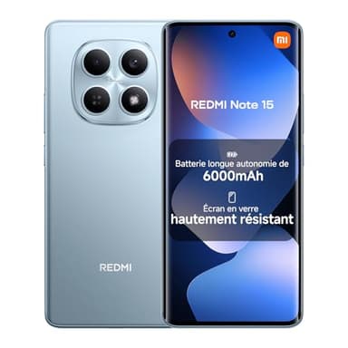 Xiaomi REDMI Note 15, Smartphone 8+256Go, Batterie Longue autonomie 6000mAh, Résistance à l'eau IP64, Appareil Photo Ultra-Net 108 Mpx, Écran FHD+ de 6,77", Bleu, Garantie 2 Ans, Chargeur Non Inclus
