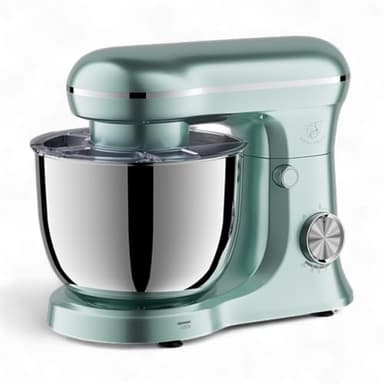 Royal Swiss® Robot Pâtissier 5L – 1500W – 10 Vitesses + Fonction Pulse | Mouvement Planétaire 360° | Bol Inox & Couvercle Anti-Éclaboussures | Silencieux – Couleur Menthe Élégante (Verte, 5L)