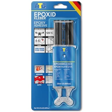 ATG® Colle epoxy 25ml - Adhésif forte haute résistance transparente & polyvalente - Colle-epoxy bi-composant pour métal verre plastique - Séchage rapide & durable - Adhésifs bi composant plastique