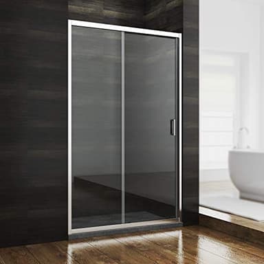 SONNI Cabine de douche 140 x 185 cm, porte coulissante en verre ESG, porte coulissante simple, porte coulissante en verre