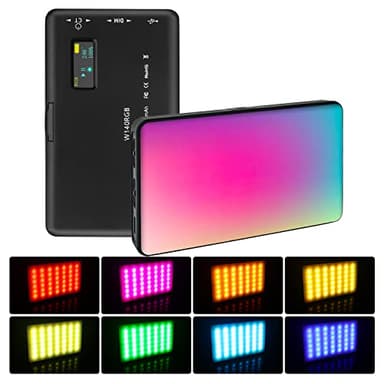 LUXCEO Panneau LED RGB 2500K-9000K,Mini Lampe de Caméra Portable, CRI 95+,3100mAh Batterie intégrée,140 Perles de Lampe Video,pour Vlog,Diffusion en Direct,Interview,Photographie