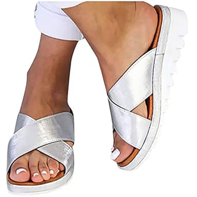 Susenstone Sandales Mode Femme Confort Mules Bout Ouvert Plateforme Pantoufles Compensées Chaussons d'été Anti-Dérapant Pantoufles de Plage