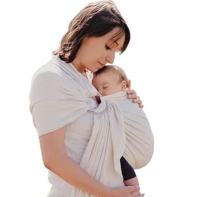 NéoBulle - My Sling - Portage en Écharpe sans Nœud - Installation Facile - Jersey de Coton Bio - 100% Fabriqué en France - De la Naissance à 18 Mois - Ecru