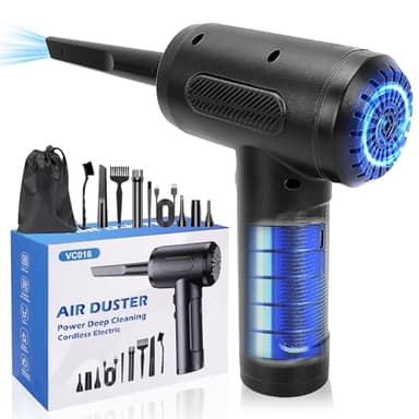 IGUGI Souffleur Air Comprimé,Dépoussiérants Puissants électrique,Souffleur d’Air Électrique 50000 RPM,3 Vitesses Mini Souffleurs Sans fil Puissant avec Brosses de Nettoyage PC pour Voiture,Clavier
