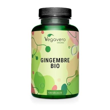 Gingembre BIO 650 mg | 120 Gélules (4 mois) | 1,5% Gingerol | Digestion + Vomissement | Testé en Laboratoire | Vegan & Sans Additifs | Vegavero®